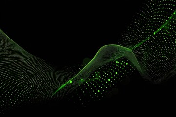 Abstract green digital wave on black background