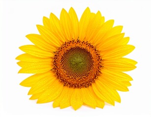 Fototapeta premium Sunflower with Dewdrops, isolated on white background 