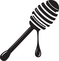 Ornate Honey Dipper Silhouette | Black Illustration Vector