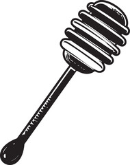 Ornate Honey Dipper Silhouette | Black Illustration Vector