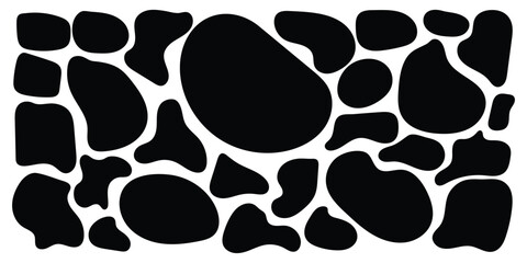 Set of black organic, irregular, and amorphous shapes. Abstract fluid vector design elements. Organic amoeba blob shape abstract, Abstract blob and amoeba figure, Dynamic amoeba silhouette
