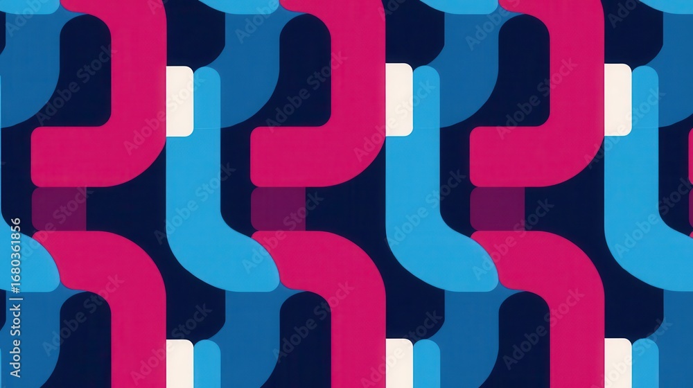 Poster abstract pattern of intertwined curved shapes in vibrant colors.