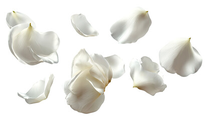 Naklejka premium Scattered white rose petals