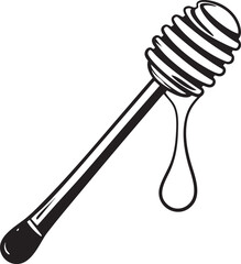 Ornate Honey Dipper Silhouette | Black Illustration Vector