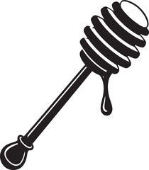 Ornate Honey Dipper Silhouette | Black Illustration Vector