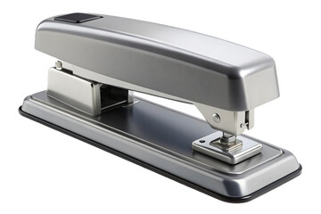 Realistic silver office stapler isolated on black for commercial and business use transparent background