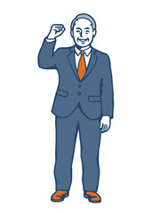 Senior Businessman Cheering with Fist Pump