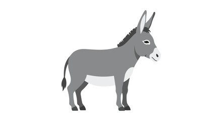 Obraz premium Stylized gray donkey stands sideways against a plain white background in simplistic cartoon vector illustration style