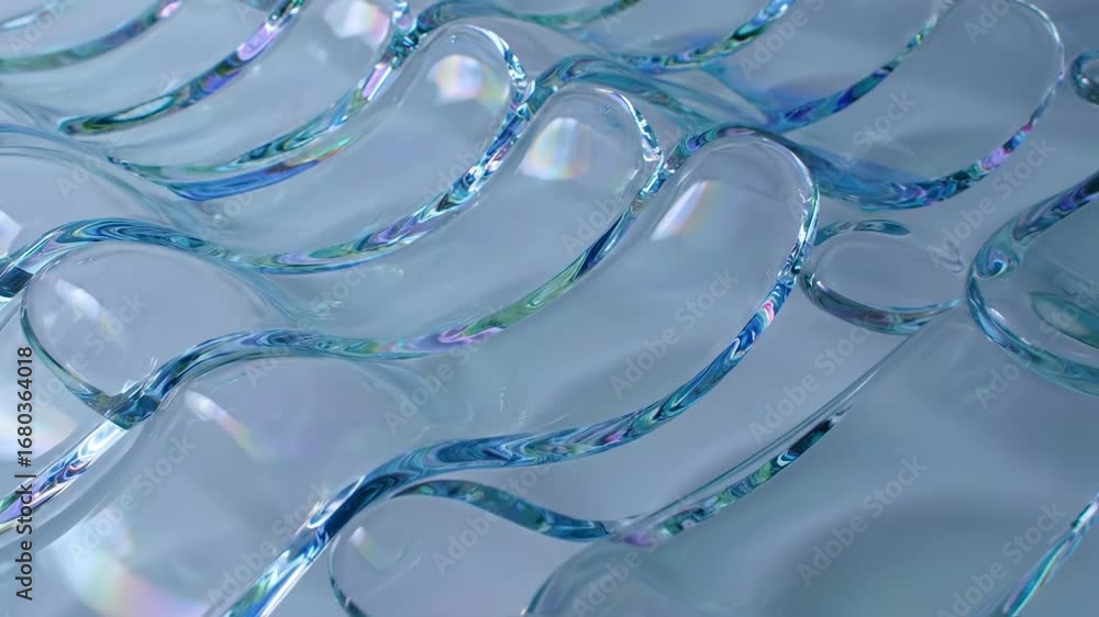 Aufkleber abstract wavy glass background - close-up shot of multiple translucent, wavy glass shapes overlappin