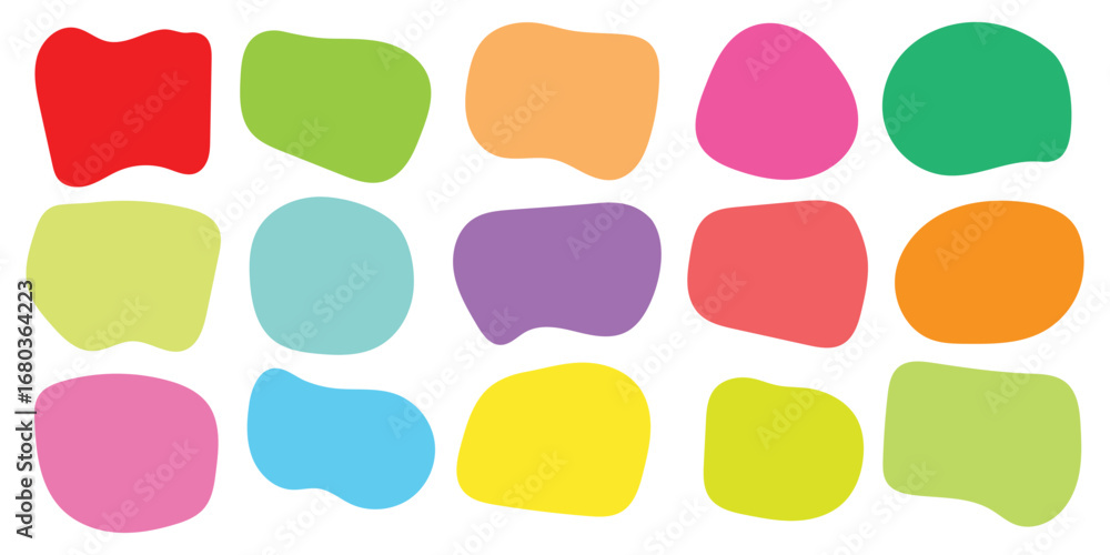 Poster organic shape round form set. liquid organic blob shape frame. doodle abstract liquid blob, wavy dif