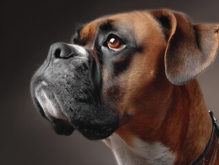 Boxer Profile. Beautiful Canino Brown Dog, Full of Pedigree and Purebred