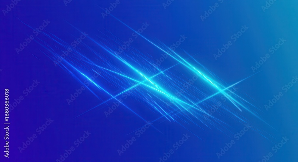 Poster intricate light streaks create a dynamic design against a deep blue backdrop.