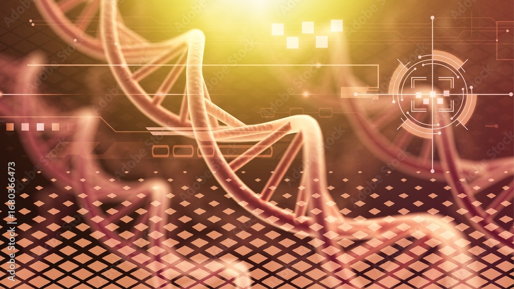 Poster colored helix dna structure background for science concept.