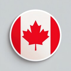 Obraz premium Canada Flag Circle Sticker. Rounded Icon with Canadian National Flag Colors and Maple Leaf Illustration