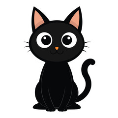 Obraz premium Minimalist Cartoon Black Cat Illustration (Cute Character Design)