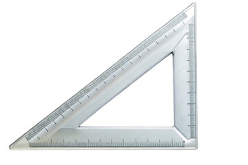 Clear plastic set square isolated for technical drawing and geometry transparent background