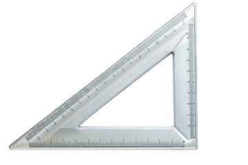 Clear plastic set square isolated for technical drawing and geometry transparent background