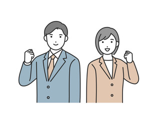 ガッツポーズをするビジネスパーソンのイラスト