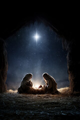 Christmas Nativity Scene AI Generative