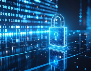 Abstract background of flowing binary code wave of glowing dots with smooth gradient lighting