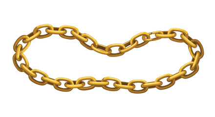 Fototapeta premium Interlinked Golden Chain Forming an Open Loop, Symbolizing Connection, Durability and Preciousness, Isolated on White