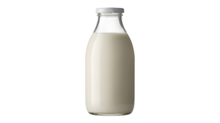 Fresh, creamy milk in a classic glass bottle, a healthy beverage for any time