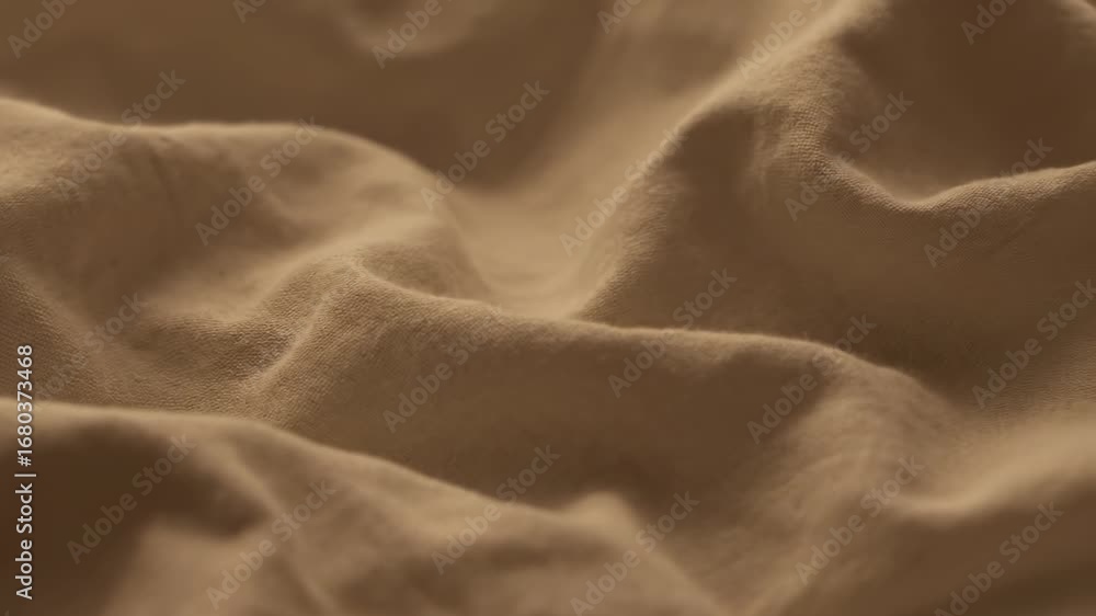 Aufkleber beige wrinkled fabric texture - close-up shot of beige fabric with wrinkles and folds. the texture i