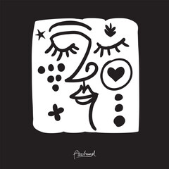 Minimalist Line Art Face Illustration for Wall Decoration, Branding, Social Media, Brochure, Beauty Logos, T-shirt Print & Web, and Hand-Drawn Design.