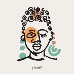 Minimalist Line Art Face Illustration for Wall Decoration, Branding, Social Media, Brochure, Beauty Logos, T-shirt Print & Web, and Hand-Drawn Design.