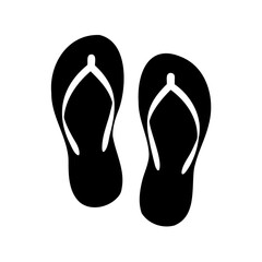 Simple black and white illustration of a pair of flip flops icon