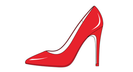 Vivid Scarlet Stiletto: A Bold Fashion Statement, Red High Heel Shoes, Artistic Depiction of Elegant Footwear, Contemporary Style, Isolated Image,