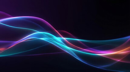 Obraz premium Abstract design of glowing neon tubes in pink, blue, red, purple, orange, and teal,