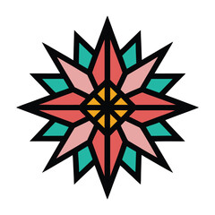 a colorful star with a geometric design.