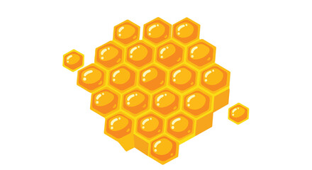 Illustration of golden honeycomb structure radiating sweetness and natural nourishment from healthy bees with a vibrant cartoonish style art design