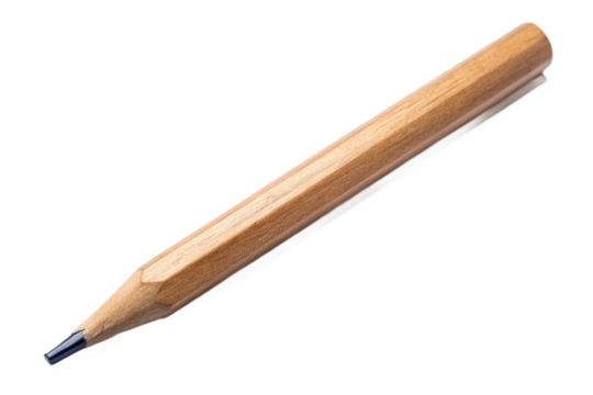 Sharpened wooden pencil isolated on black for creative projects and design elements transparent background