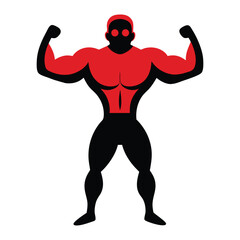 a muscular man with red and black body