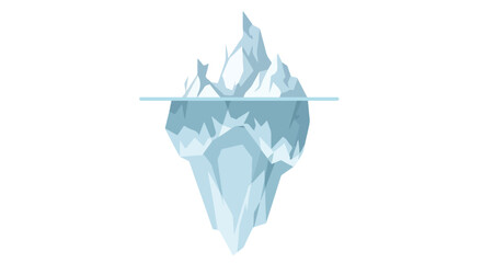 Minimalist rendition of iceberg, showcasing a submerged structure hinting at global warming and changing climate conditions across arctic regions