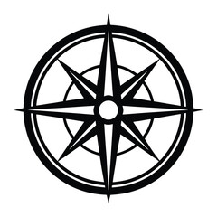 Obraz premium a black and white compass rose icon.