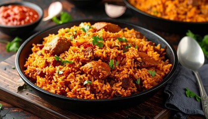 Appetizing Liberian Jollof Rice, a flavorful and vibrant dish presentation