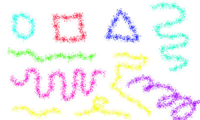 Hand drawn colorful shapes and abstract doodle lines digital art, perfect for universal educational learning materials and creative graphic design projects, playful geometric artwork for global use
