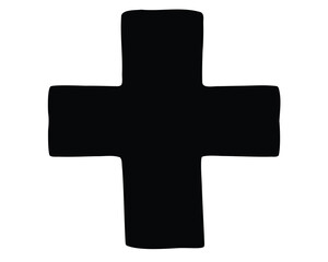 Obraz premium Abstract black cross with rough edges, geometric plus symbol design element