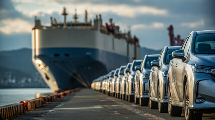 Logistics and international car shipping concept