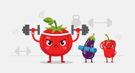 Strong Vegetables Working Out Together To Achieve Fitness Goals For Healthy Living