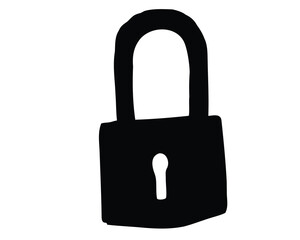 Stylized Black Padlock Illustration on White Background, Security and Protection