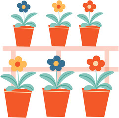 Potted Flowers in Garden