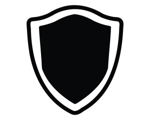 Obraz premium Simple black shield with a white border illustration on white background