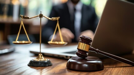 Legal scales and gavel