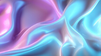 Obraz premium Abstract pattern with flowing waves of translucent material in shades of blue and pink, creating depth and movement,