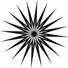 Obraz premium Abstract radial starburst with multiple thin pointed rays in black silhouette