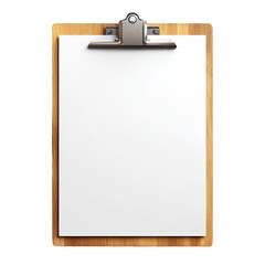 Blank wooden clipboard with paper